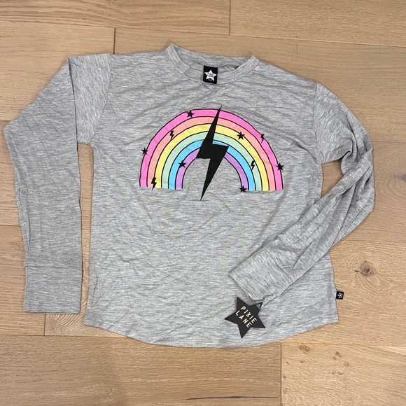 Pixielane Other - NWT Pixie Lane Gray Long Sleeve Kids Shirt with Rainbow Design size 9-10